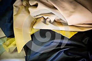 Pieces of leather in a retail shop