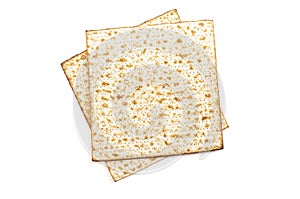 Pieces of Matzah Unleavened Bread Isolated on White Background