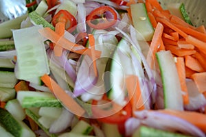 pieces of mixed vegetables to make pickles