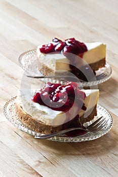 Pieces with Mon Chou tart on glass saucers photo