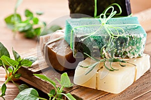 Pieces of natural soap.