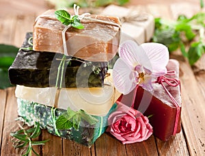 Pieces of natural soap.