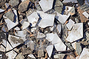 Pieces of old tile white