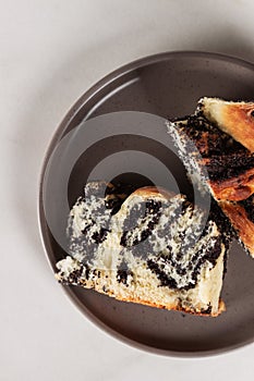 Pieces of poppy seed cake on a plate