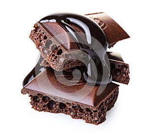 Pieces of porous chocolate