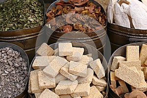 Pieces of pumice stone on the marketplace, Morocco