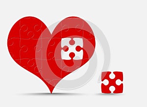 Pieces puzzle heart. Jigsaw Valentine Day. Love.