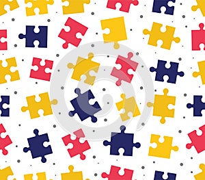 pieces puzzle seamless pattern. Colorful background games.