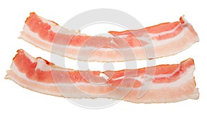 Pieces of raw bacon isolated