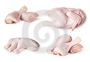 Pieces of raw chicken meat photo