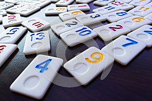 pieces of rummy placed in order on the table