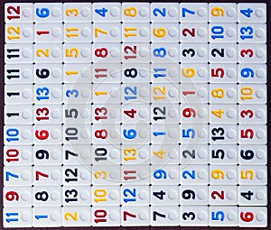 pieces of rummy placed in order on the table