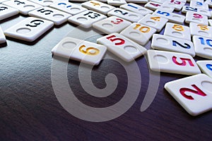 pieces of rummy placed in order on the table