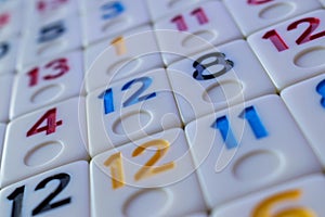 pieces of rummy placed in order on the table