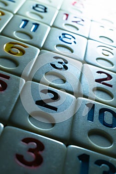 pieces of rummy placed in order on the table