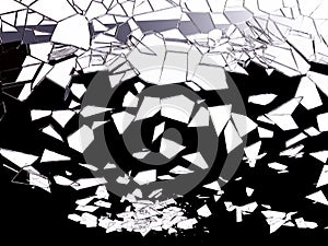 Pieces of shattered glass on black