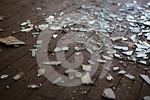 Pieces of shattered glass or mirror