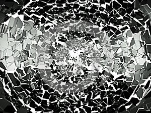 Pieces of splitted or broken glass on white