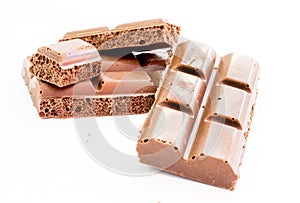 Pieces of tile porous milk chocolate