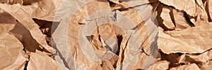 Pieces of torn brown craft paper background texture banner