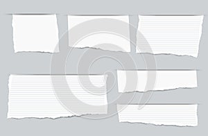 Pieces of torn white blank and ruled copybook strips inserted into cut paper