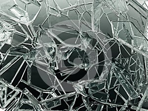 Pieces of transparent glass broken or cracked