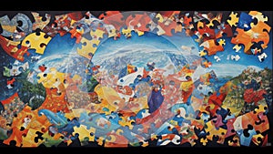 Pieces of Unity A Captivating Puzzle Artwork on the International Day of Charity.AI Generated