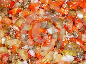 Pieces of vegetables close up