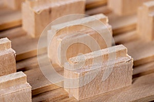 Pieces of wood milled and prepared for gluing. Wooden material used to build furniture