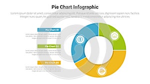 piechart or pie chart diagram infographics template diagram with big piechart outline style with icon 3 point with design for