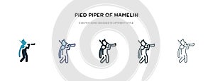 Pied piper of hamelin icon in different style vector illustration. two colored and black pied piper of hamelin vector icons