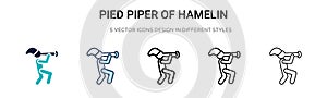 Pied piper of hamelin icon in filled, thin line, outline and stroke style. Vector illustration of two colored and black pied piper