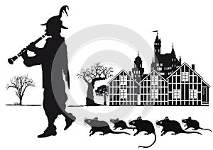 Pied Piper of Hamelin Town with rats