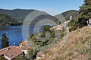 Piediluco, foreshortening of the village and its lake photo