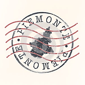Piedmont, Italy Stamp Postal. Map Silhouette Seal. Passport Round Design. Vector Icon. Design Retro Travel.