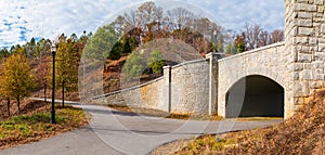 Piedmont Park Trail and stone bridge, Atlanta, USA