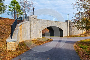 Piedmont Park Trail and stone bridge, Atlanta, USA