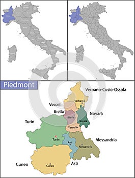 Piedmont is a region in northwest Italy