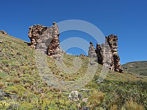 Piedra Clavada or Nailed Stone. A strange rock formation in Patagonia, southern Chile. photo