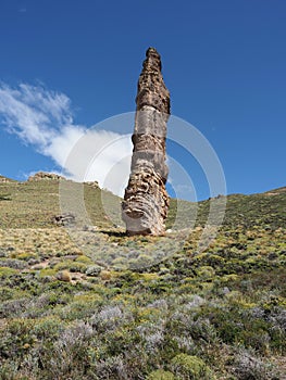 Piedra Clavada or Nailed Stone. A strange rock formation in Patagonia, southern Chile. photo