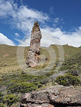 Piedra Clavada or Nailed Stone. A strange rock formation in Patagonia, southern Chile. photo