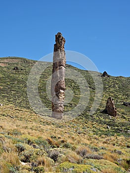 Piedra Clavada or Nailed Stone. A strange rock formation in Patagonia, southern Chile. photo