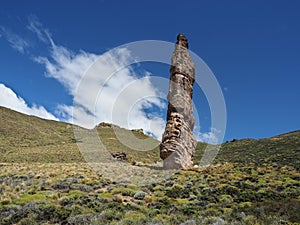 Piedra Clavada or Nailed Stone. A strange rock formation in Patagonia, southern Chile. photo