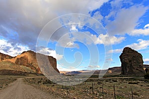 Piedra Parada monolith in the Chubut valley, Argentina photo