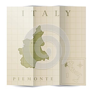 Piemonte paper map. Vector illustration decorative design