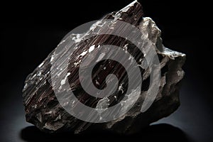 Piemontite is a rare precious natural stone on a black background. AI generated. Header banner mockup with space.