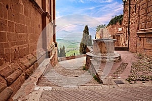 Pienza, Siena, Tuscany, Italy: landscape from the old town