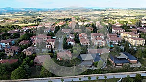 Pienza, Tuscany. Aerial view at sunset of famous medieval town