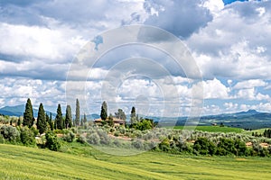 PIENZA, TUSCANY/ITALY - MAY 19 : View of a farm near Pienza in T