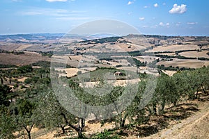 Pienza view from Monticchiello village tuscany